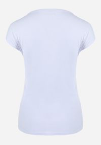 Born2be - Biały T-shirt z Metalicznym Złotym Nadrukiem Slay Khaji. Okazja: na co dzień. Kolor: biały. Wzór: nadruk. Styl: casual