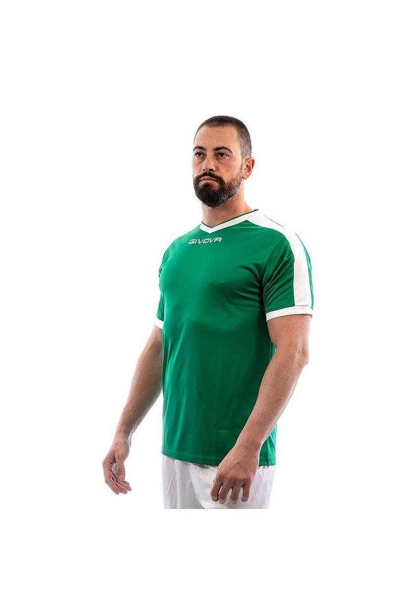 Givova - Męska Koszulka Interlock Revolution. Kolor: biały, zielony, wielokolorowy. Sport: turystyka piesza