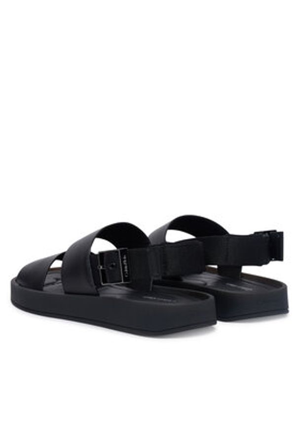 Calvin Klein Sandały Webbing Back Strap HM0HM02095 Czarny. Kolor: czarny. Materiał: skóra