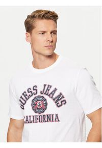 Guess Jeans T-Shirt M5RI80 K8HM0 Biały Slim Fit. Kolor: biały. Materiał: bawełna