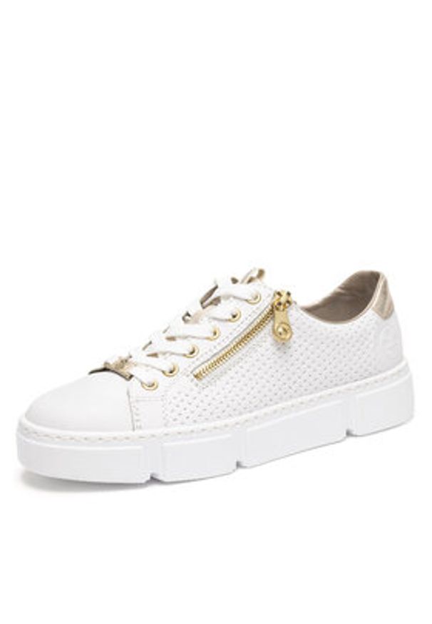 Rieker Sneakersy N5932-80 Biały. Kolor: biały. Materiał: skóra