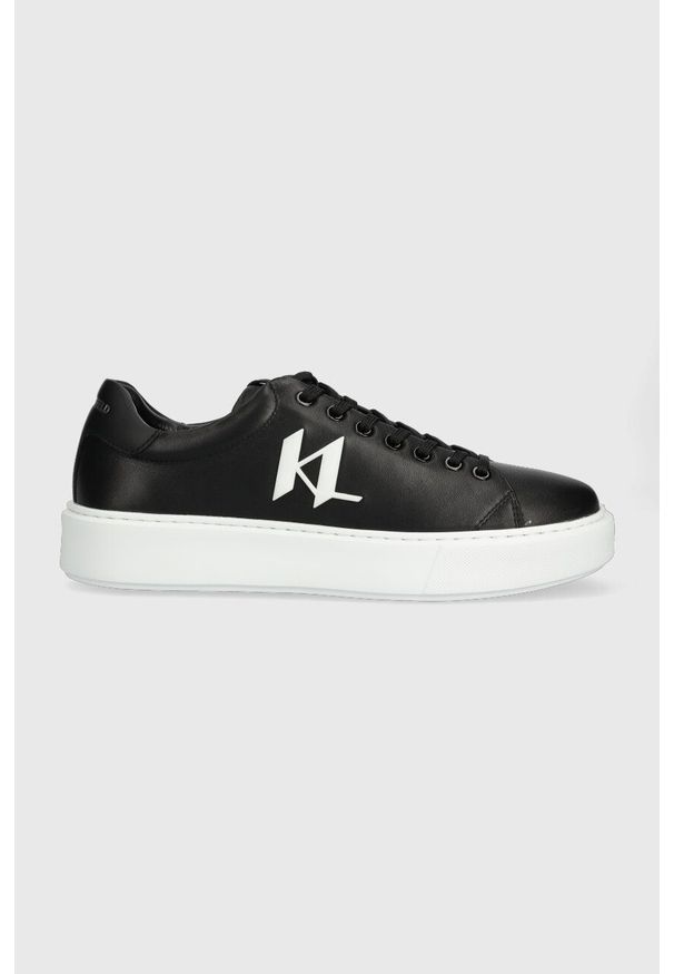 Karl Lagerfeld sneakersy skórzane MAXI KUP kolor czarny KL52215. Nosek buta: okrągły. Zapięcie: sznurówki. Kolor: czarny. Materiał: skóra
