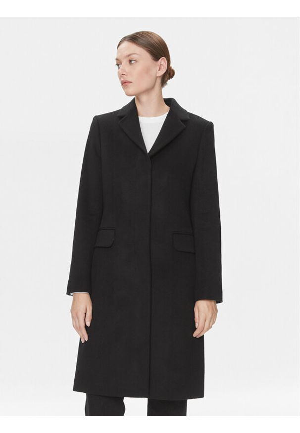 Calvin Klein Płaszcz wełniany Essential K20K206877 Czarny Regular Fit. Kolor: czarny. Materiał: wełna