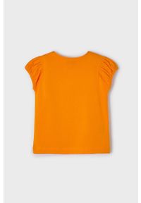 Mayoral T-shirt bawełniany dziecięcy kolor pomarańczowy. Okazja: na co dzień. Kolor: pomarańczowy. Materiał: bawełna. Styl: casual #2