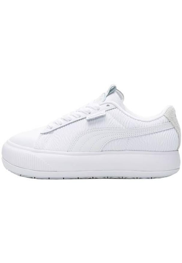 Buty do chodzenia damskie Puma Suede Mayu ST Wns. Zapięcie: sznurówki. Kolor: biały. Materiał: guma, zamsz, materiał, tkanina. Szerokość cholewki: normalna. Model: Puma Suede. Sport: turystyka piesza