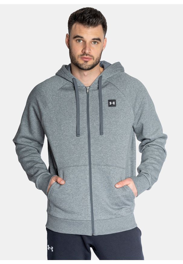 Bluza z kapturem męska szara Under Armour Rival Fleece FZ Hoodie. Okazja: do pracy, na spacer, na co dzień. Typ kołnierza: kaptur. Kolor: szary. Styl: casual