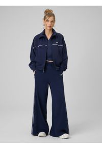4f - 4F Bluza dresowa regular bez kaptura damska - granatowa M. Okazja: na co dzień. Typ kołnierza: bez kaptura. Kolor: niebieski. Materiał: dresówka. Styl: klasyczny, casual #2