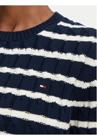 TOMMY HILFIGER - Tommy Hilfiger Sweter Cable Mid WW0WW38744 Granatowy Regular Fit. Kolor: niebieski. Materiał: bawełna #3