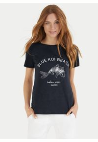 T-shirt ze wzorem ryby Juvia. Kolor: niebieski