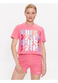 Guess T-Shirt Edwina V3GI08 I3Z14 Różowy Regular Fit. Kolor: różowy. Materiał: bawełna