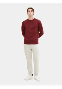 Tom Tailor Sweter 1038246 Bordowy Regular Fit. Kolor: czerwony. Materiał: bawełna