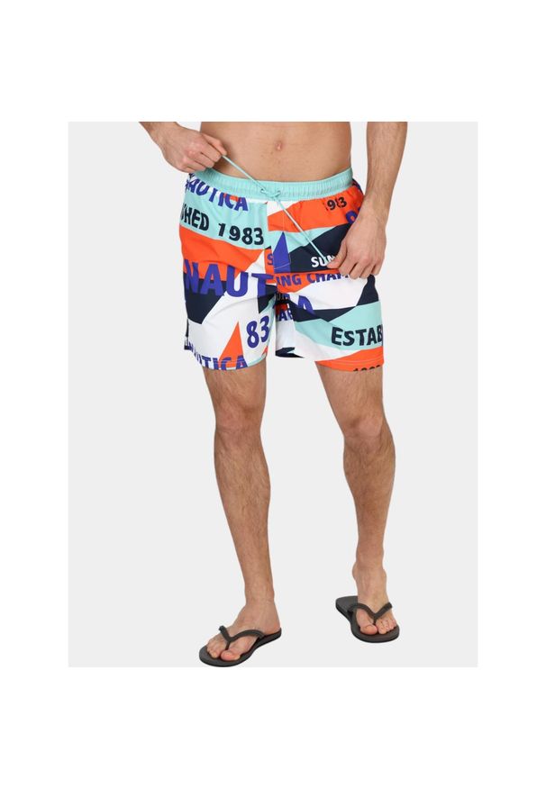 Kąpielówki męskie Nautica Patrizio 6". Kolor: biały, czerwony, wielokolorowy, niebieski. Sezon: lato. Styl: sportowy