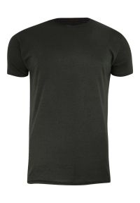 Brave Soul - T-Shirt (Koszulka) Zielony, Khaki Bez Nadruku, Okrągły Dekolt, Postrzępione Brzegi BRAVE SOUL- Męski. Okazja: na co dzień. Kolor: brązowy, wielokolorowy, zielony. Materiał: bawełna. Styl: casual