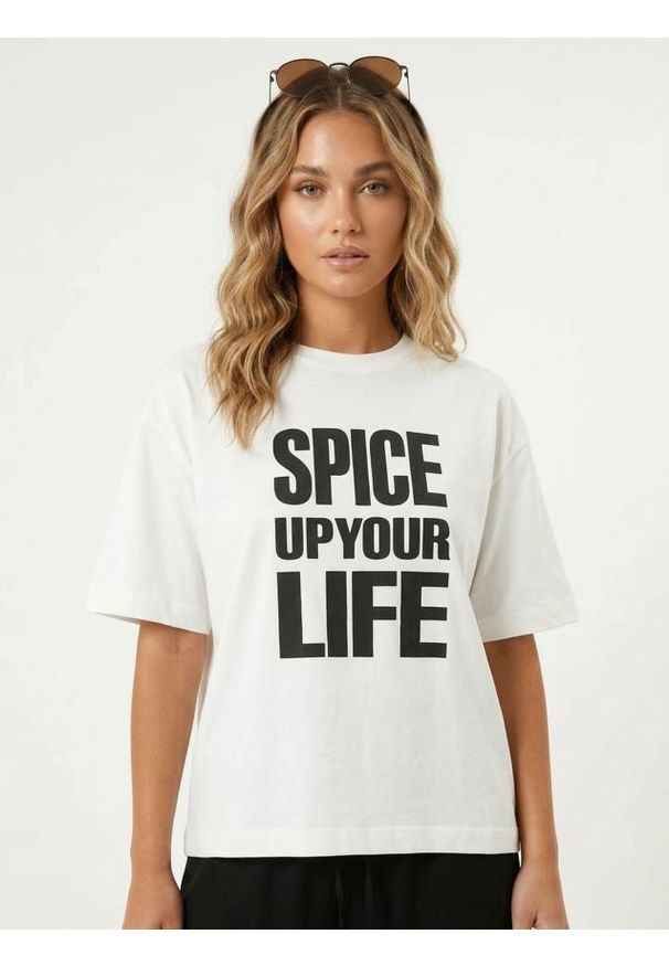 Sinsay - Bawełniana koszulka z nadrukiem Spice Girls - biały. Kolor: biały. Materiał: bawełna. Wzór: nadruk