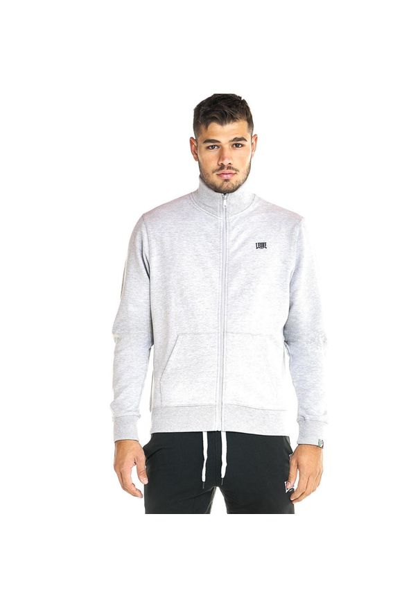 LEONE 1947 APPAREL - Męska bluza Leone ze stójką i zamkiem Basic. Typ kołnierza: kołnierzyk stójkowy. Kolor: szary. Materiał: tkanina. Sport: fitness