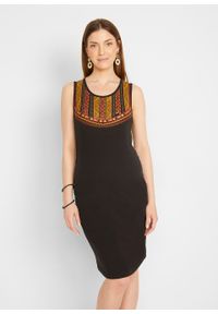 Sukienka ciążowa z bawełny organicznej bonprix czarny. Kolekcja: moda ciążowa. Kolor: czarny. Materiał: bawełna. Wzór: aplikacja #5