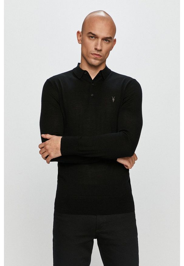 AllSaints – Longsleeve MODE MERINO LS POLO MK005D.NOS. Okazja: na co dzień. Typ kołnierza: polo. Kolor: czarny. Materiał: materiał. Długość rękawa: długi rękaw. Styl: casual