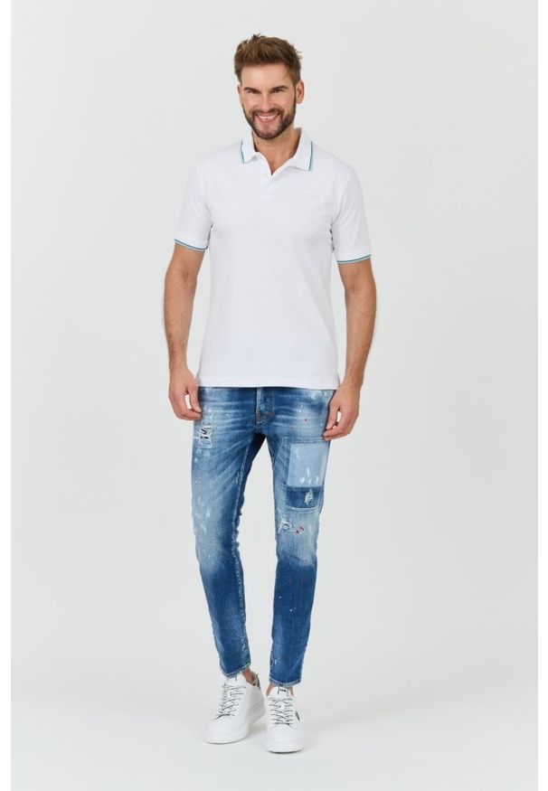 Guess - GUESS Białe polo męskie Lyle, Rozmiar XL. Typ kołnierza: polo. Kolor: biały