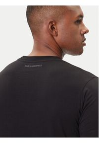 Karl Lagerfeld - KARL LAGERFELD T-Shirt 755061 554242 Czarny Regular Fit. Typ kołnierza: dekolt w karo. Kolor: czarny. Materiał: bawełna #4