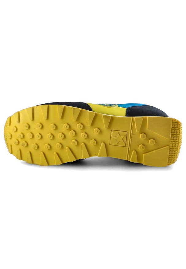 Big-Star - Żółte Sneakersy Big Star Męskie Wygodne Obuwie. Okazja: na co dzień. Kolor: niebieski. Materiał: skóra ekologiczna, zamsz, materiał. Szerokość cholewki: normalna. Wzór: aplikacja. Sport: turystyka piesza