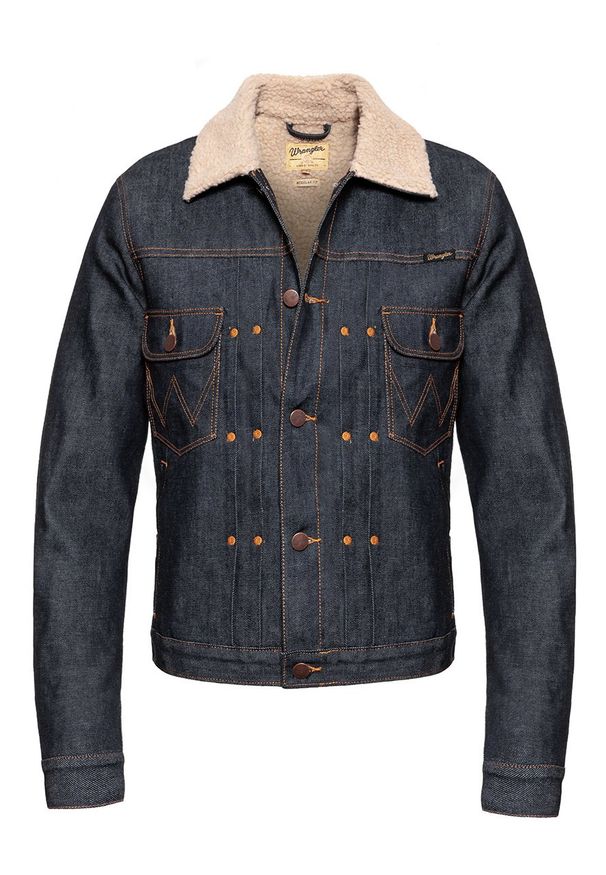 Wrangler - KURTKA ZIMOWA WRANGLER SHERPA DRY W498D1041. Materiał: denim, jeans. Sezon: zima. Styl: klasyczny