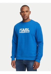 Karl Lagerfeld - KARL LAGERFELD Bluza 705780 561917 Niebieski Regular Fit. Typ kołnierza: dekolt w karo. Kolor: niebieski. Materiał: bawełna #1