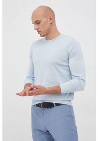 Liu Jo sweter bawełniany męski lekki. Kolor: niebieski. Materiał: bawełna. Długość rękawa: długi rękaw. Długość: długie