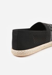 Born2be - Czarne Espadryle na Płaskiej Podeszwie z Plecionki Chorisa. Okazja: do pracy, na co dzień. Kolor: czarny. Materiał: tkanina, jeans, len. Wzór: kwiaty. Sezon: lato. Obcas: na płaskiej podeszwie. Styl: elegancki, casual #2