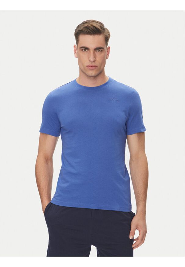 Kappa T-Shirt Logo Korpo Cafers 304J150 Niebieski Slim Fit. Kolor: niebieski. Materiał: bawełna