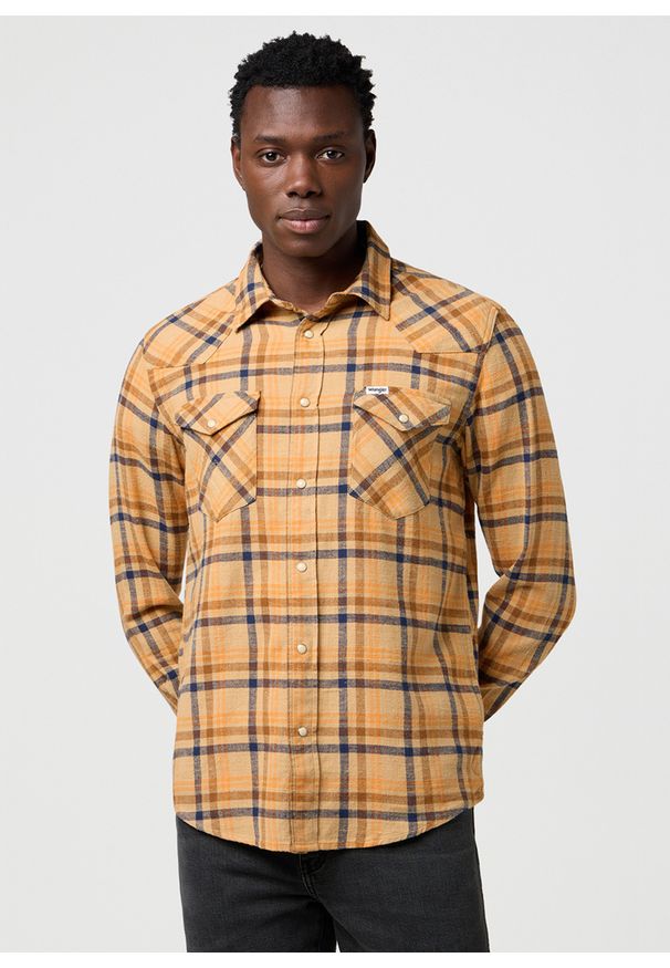 Wrangler - MESKA KOSZULA WRANGLER WESTERN SHIRT BROWN BLUE 112372456