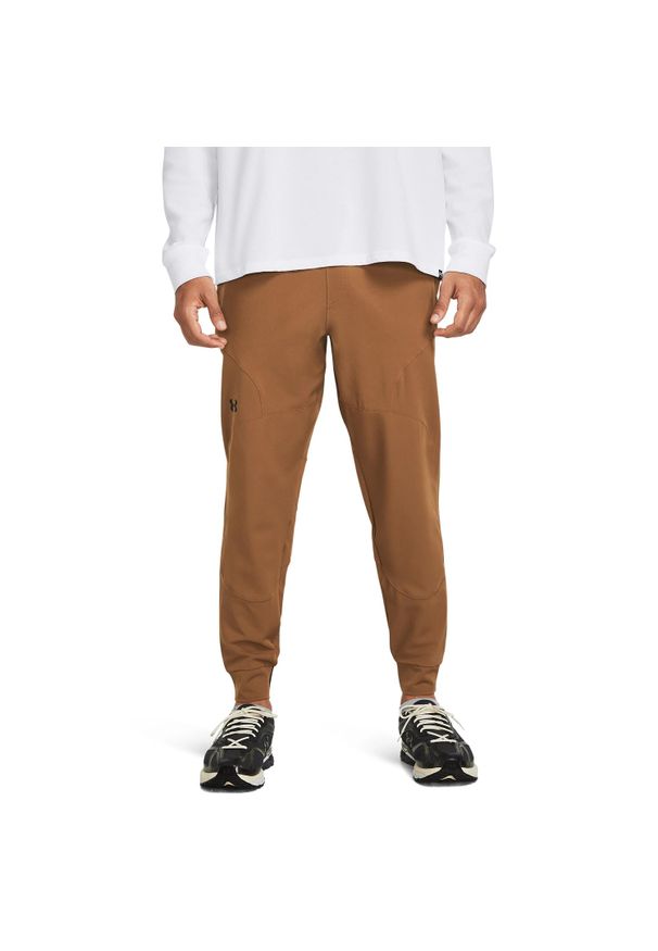 Spodnie dresowe męskie Under Armour UNSTOPPABLE JOGGERS. Kolor: brązowy. Materiał: dresówka. Sport: fitness