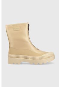 Pepe Jeans botki Gum Zip damskie kolor beżowy na platformie. Nosek buta: okrągły. Kolor: beżowy. Materiał: guma. Obcas: na platformie #1
