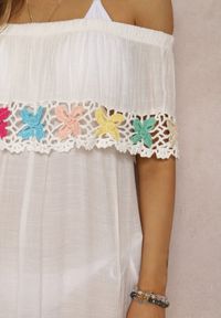 Renee - Biała Sukienka Manath. Kolor: biały. Wzór: ażurowy, aplikacja. Sezon: lato. Styl: boho #4