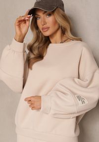 Renee - Beżowy Komplet Dresowy z Polarową Podszewką Bluza i Joggery Ziline. Kolor: beżowy. Materiał: polar, dresówka