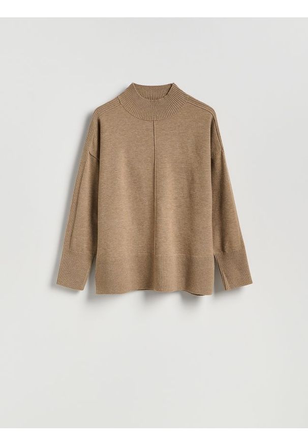 Reserved - Sweter z domieszką wełny - brązowy. Kolor: brązowy. Materiał: wełna