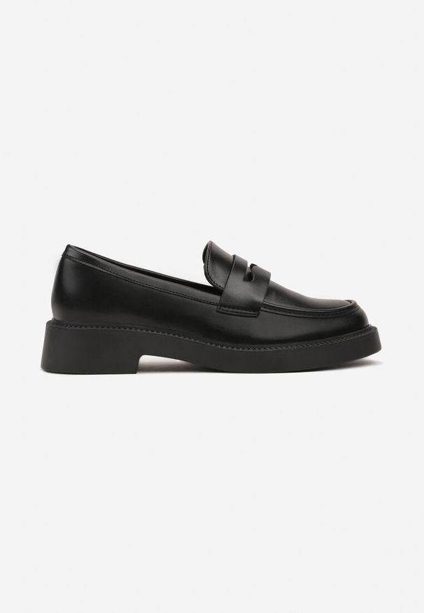 Born2be - Czarne Mokasyny na Grubej Podeszwie Neviele. Okazja: na co dzień, na spotkanie biznesowe, do pracy. Kolor: czarny. Materiał: bawełna, jeans. Styl: biznesowy, klasyczny, casual