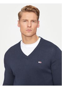 Tommy Jeans Sweter Essential DM0DM19429 Granatowy Slim Fit. Kolor: niebieski. Materiał: bawełna