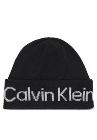 Calvin Klein Czapka Logo Reverso Tonal Beanie K60K611151 Czarny. Kolor: czarny. Materiał: wiskoza