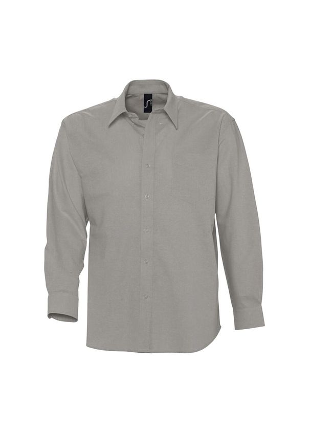 SOL'S - Męska Koszula Oxford Z Długim Rękawem. Kolor: szary. Długość rękawa: długi rękaw. Długość: długie