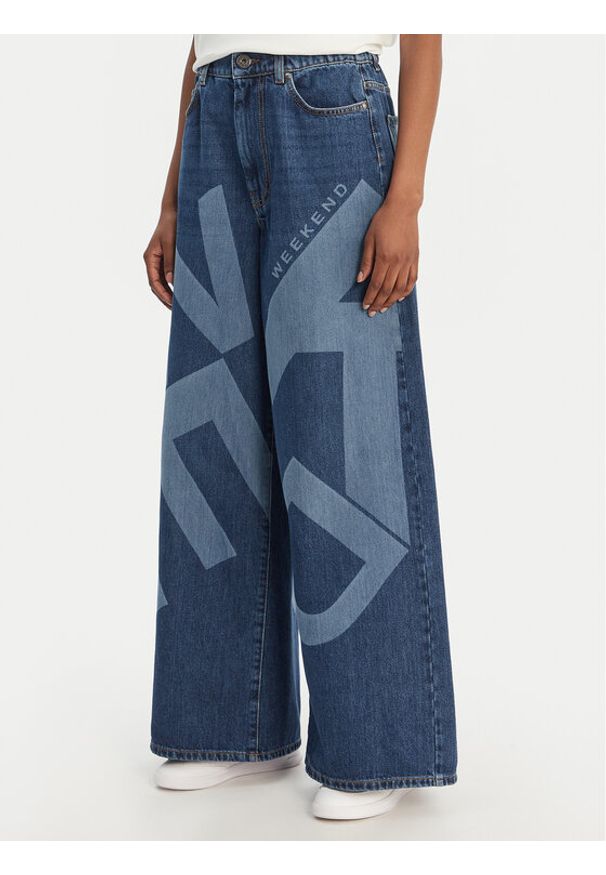 Weekend Max Mara Jeansy Vortice 2615181011 Granatowy Wide Leg. Kolor: niebieski