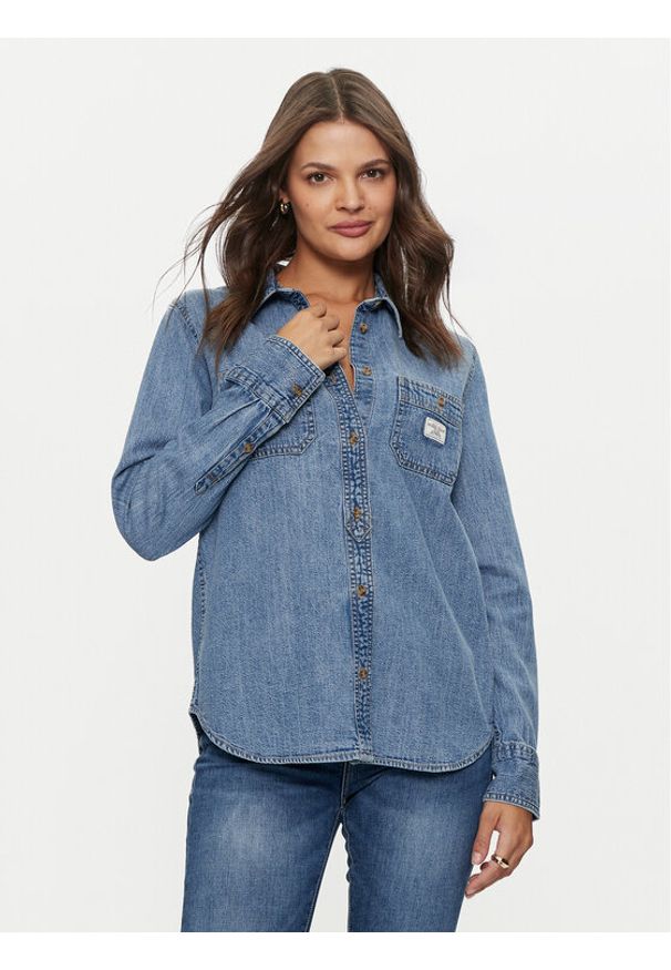 Guess Jeans Koszula jeansowa W4YH37 D5EI2 Niebieski Regular Fit. Kolor: niebieski. Materiał: bawełna