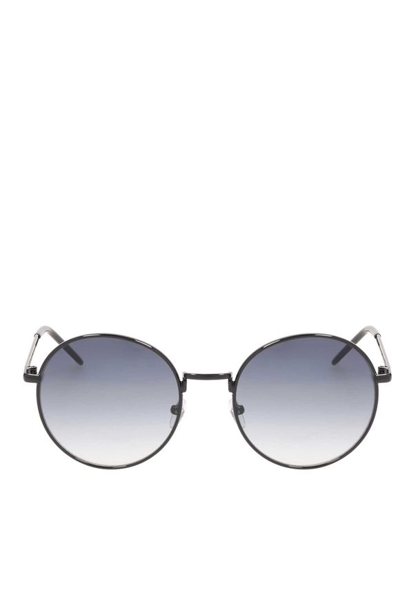 Kazar - Czarne okulary przeciwsłoneczne. Kształt: okrągłe. Kolor: czarny. Materiał: materiał. Wzór: gradientowy