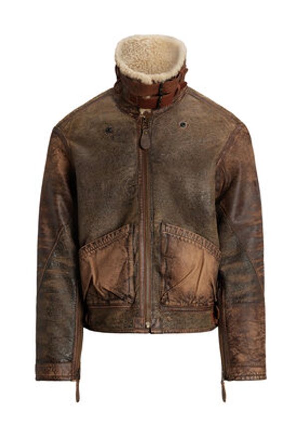 Polo Ralph Lauren Kurtka skórzana 710939176001 Brązowy Regular Fit. Typ kołnierza: polo. Kolor: brązowy. Materiał: skóra
