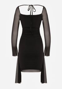 Renee - Czarna Sukienka VICES Bodycon z Siateczki z Wiązaniem na Plecach Urilryss. Kolor: czarny. Typ sukienki: bodycon #4