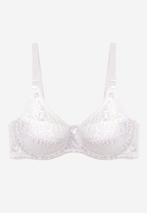 Renee - Biały Biustonosz Typu Full Cup z Koronką Vikiisire. Kolor: biały. Materiał: koronka. Wzór: koronka