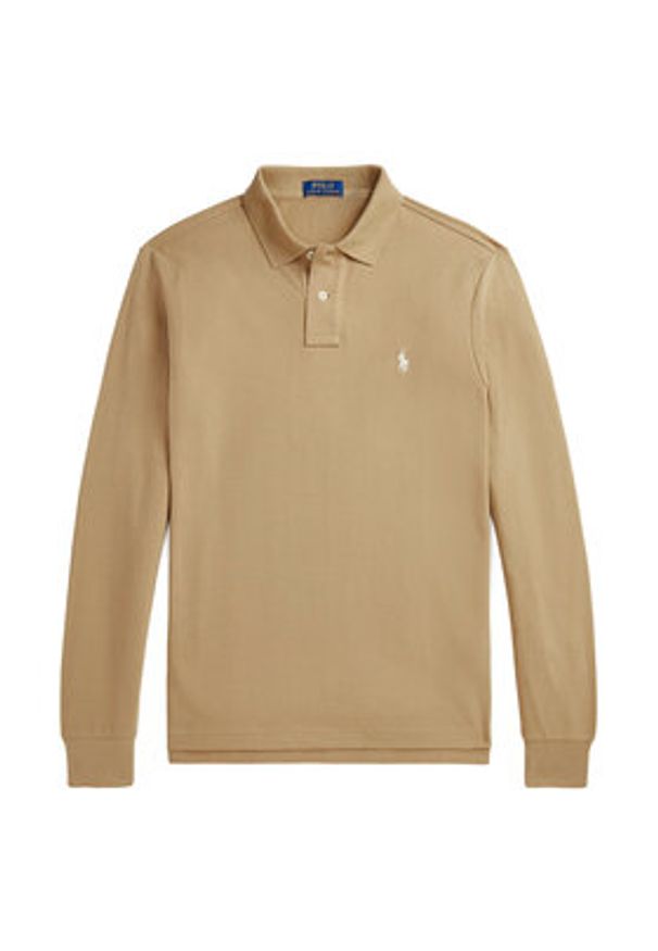Polo Ralph Lauren Polo 710680790123 Beżowy Custom Slim Fit. Typ kołnierza: polo. Kolor: beżowy. Materiał: bawełna