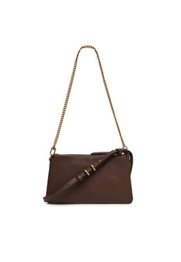 Pinko - PINKO Torebka Double Mini Al 25-26 PLTT 105359 A0QO Brązowy. Kolor: brązowy. Materiał: skórzane