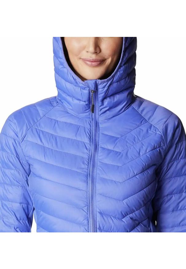 columbia - Kurtka Puchowa Columbia Powder Pass Hooded Jacket Damska. Kolor: fioletowy. Materiał: puch