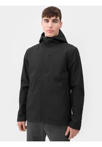 4f - Kurtka softshell wiatroodporna membrana 8000 męska. Typ kołnierza: kołnierzyk stójkowy. Kolor: czarny. Materiał: softshell. Sport: turystyka piesza #2