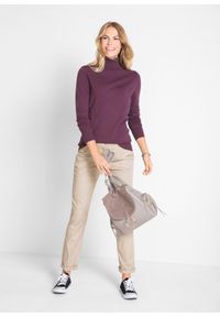 bonprix - Cienki sweter z golfem. Typ kołnierza: golf. Kolor: fioletowy. Materiał: dzianina. Wzór: gładki, ze splotem #2